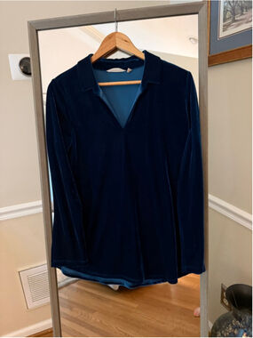 Women's Soft Surroundings Teal Velvet Blouse M